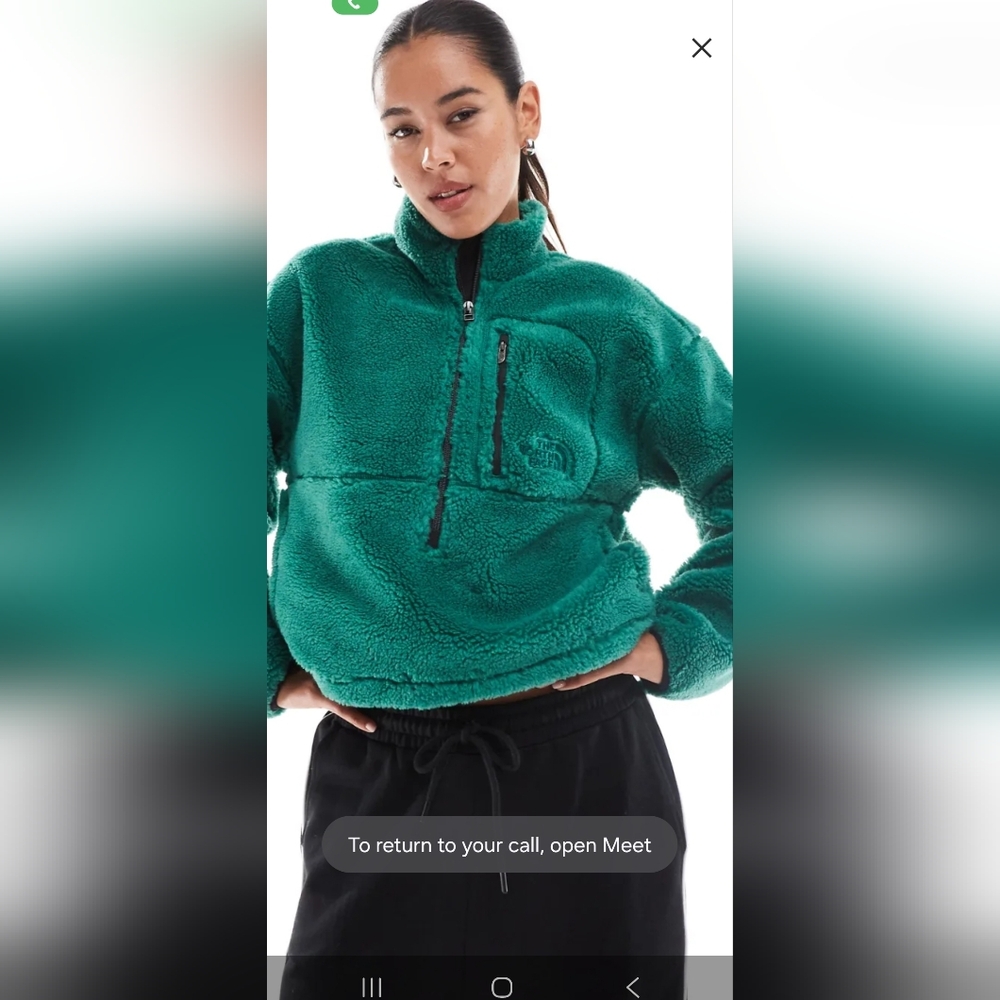 OThe North Face Extreme Pile half= zip pullover fleece in evergreen